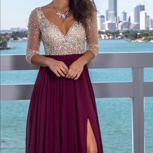 Wine sequin gown